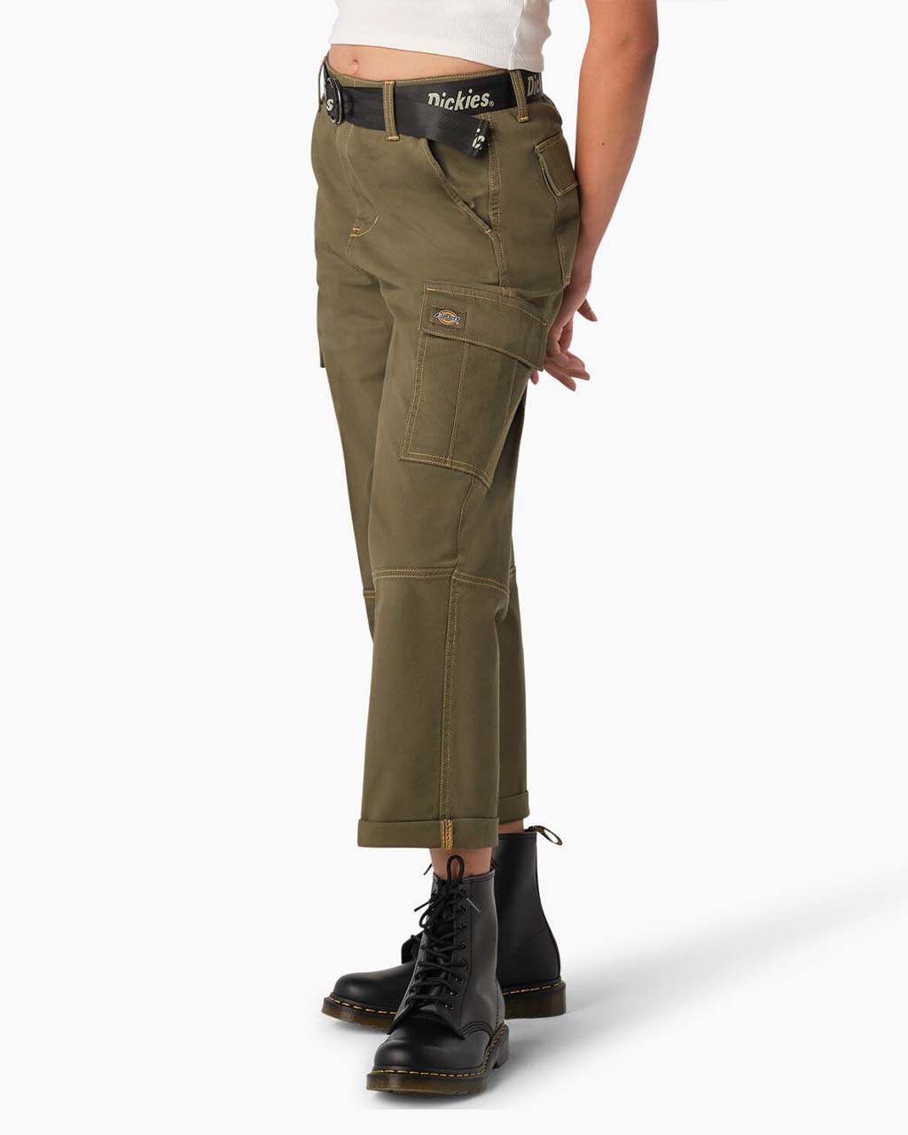 Women's Relaxed Fit Contrast Stitch Cropped Cargo Pants - Dickies