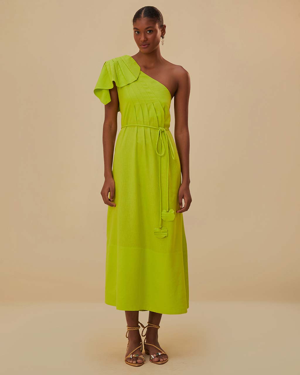 Green One Shoulder Leaf Maxi Dress – ban.do