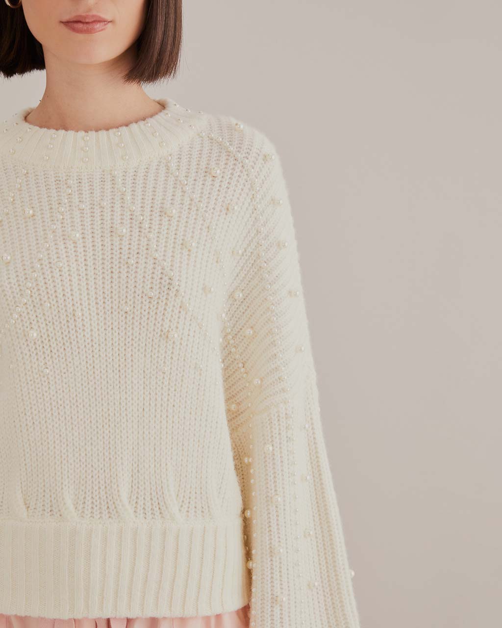 Ades outlet Vintage Pearl Speckled Puff Sweater