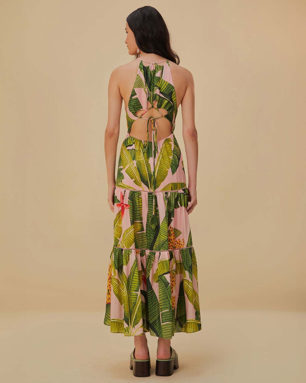 Pink Banana Leaves Sleeveless Maxi Dress – ban.do