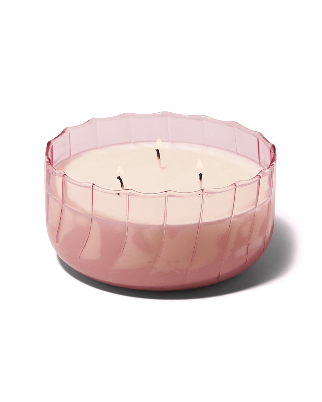 3 Wicks 12oz Pink Glass Candle Jars