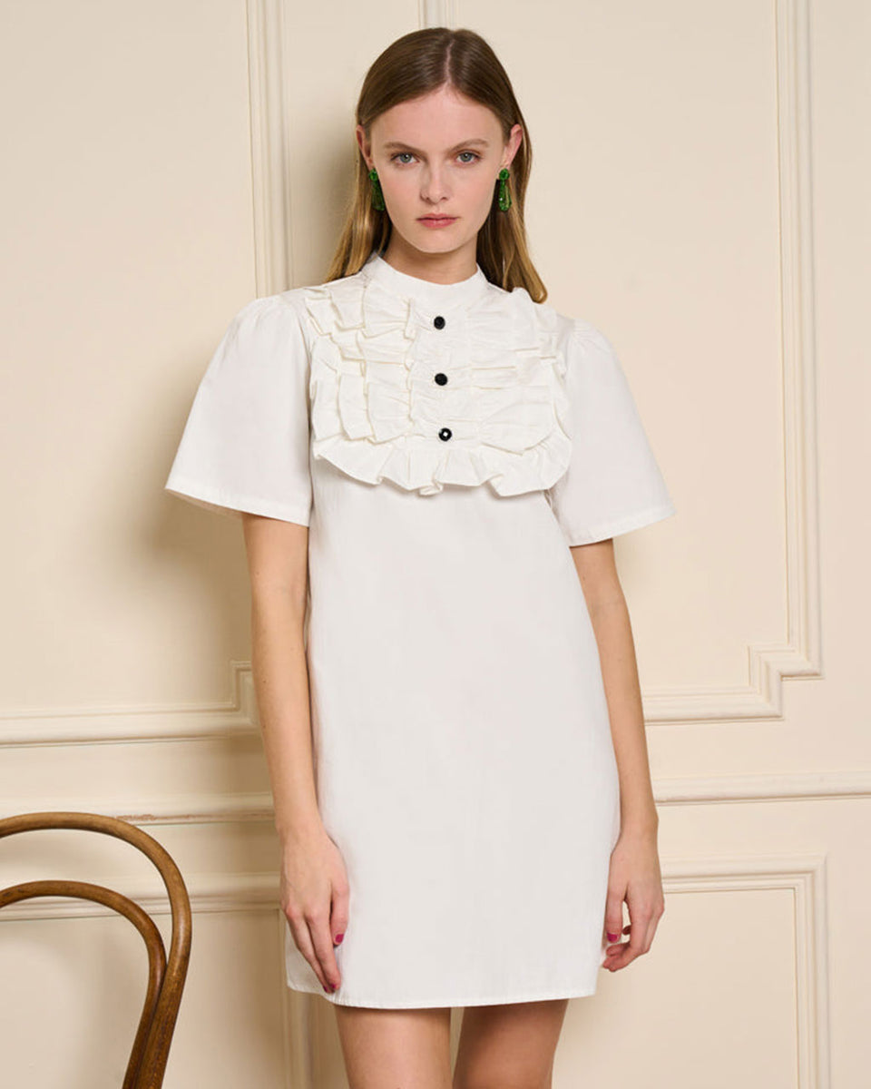 Meringue Ruffle Mini Dress - Pearl White – ban.do