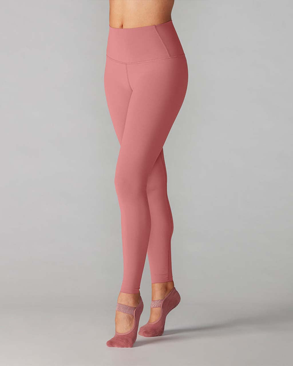 Peach Pink Color Women's Tights, Women's 7/8 Leggings With 2 Side