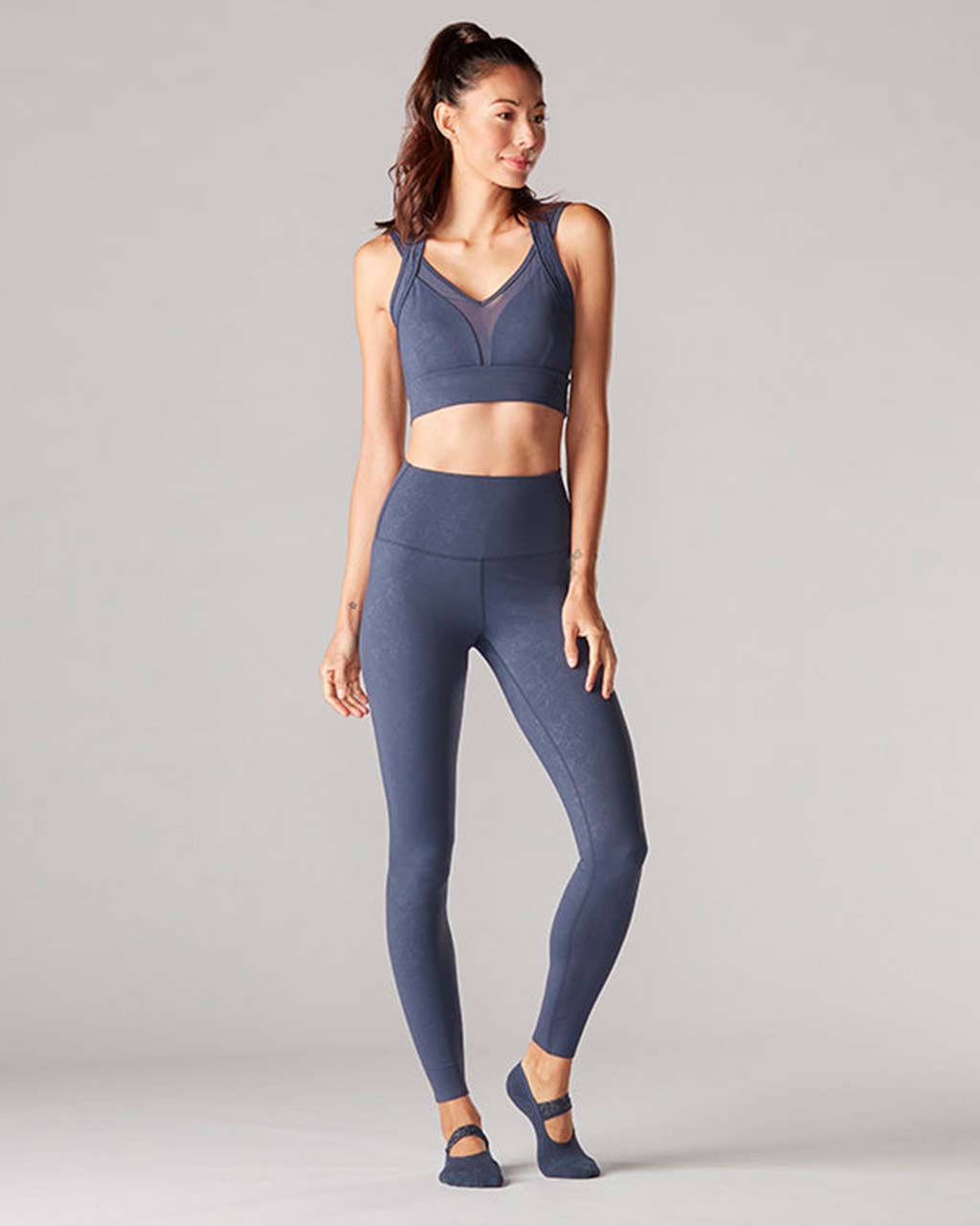 High Waisted Legging - Navy Lily – ban.do