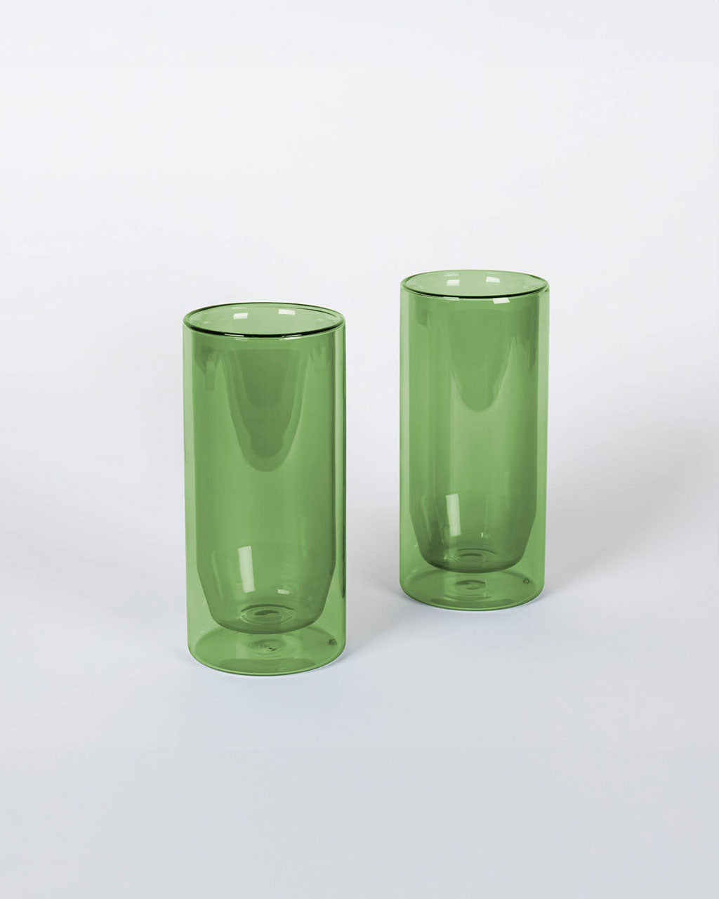 GREEN DOUBLE WALLED INSULATED GLASSES - SET OF TWO