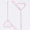 two light pink glass straws bent in the shape of hearts at the ends