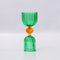 green double shot glass with yellow heart detail