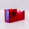 back view of pink, blue and red acrylic tape dispenser