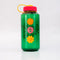 back view of green nalgene like bottle with pink lid, yellow strap and colorful 'sunshine all the time' across the front with vertical colorful sun print