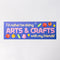 blue bumper sticker with retro 'i'd rather be doing arts & crafts with my friends' typography and bead design