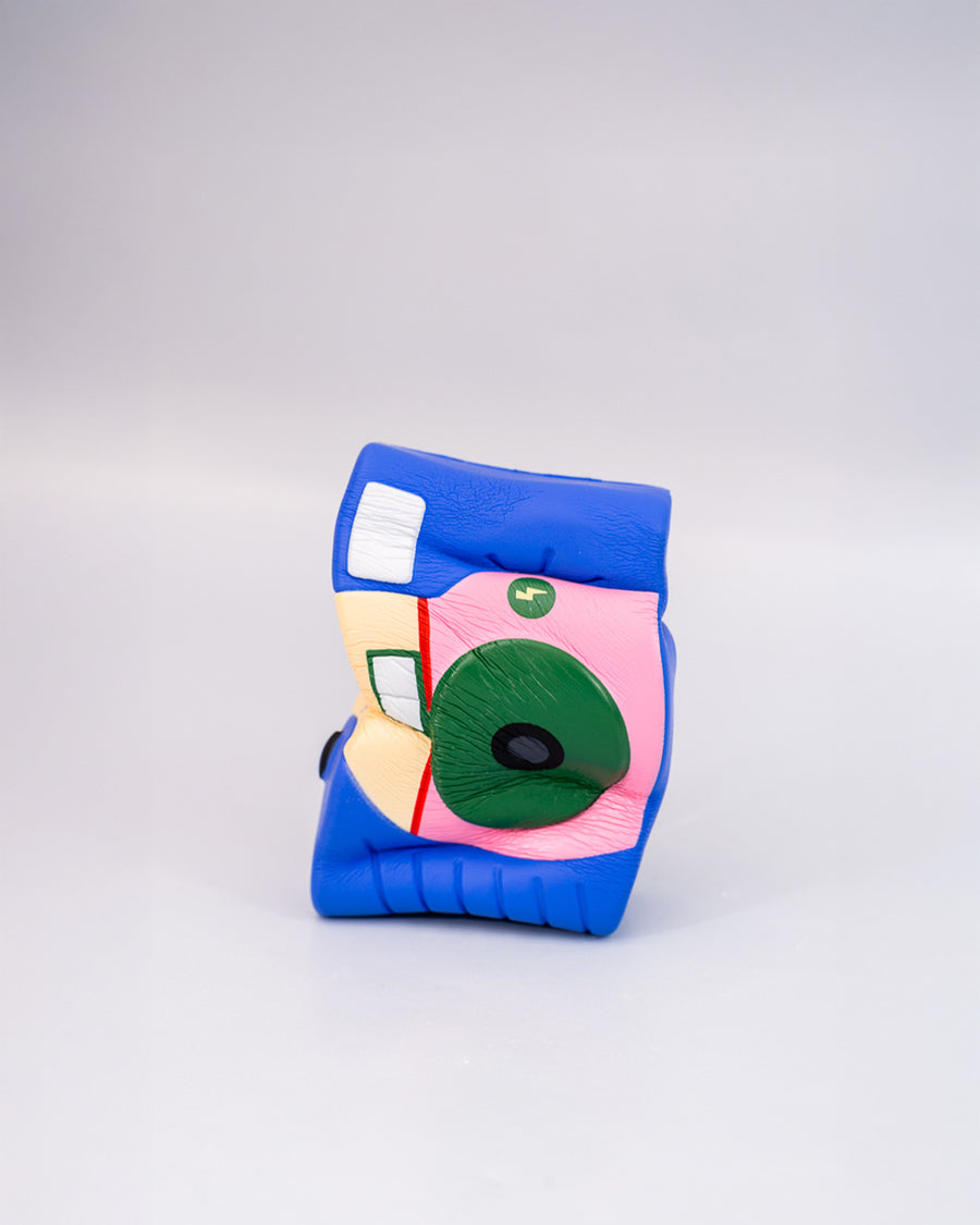 extra smooshed blue, pink, green and cream camera de-stress ball