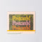 colorful postcards book with yellow elastic closure strap