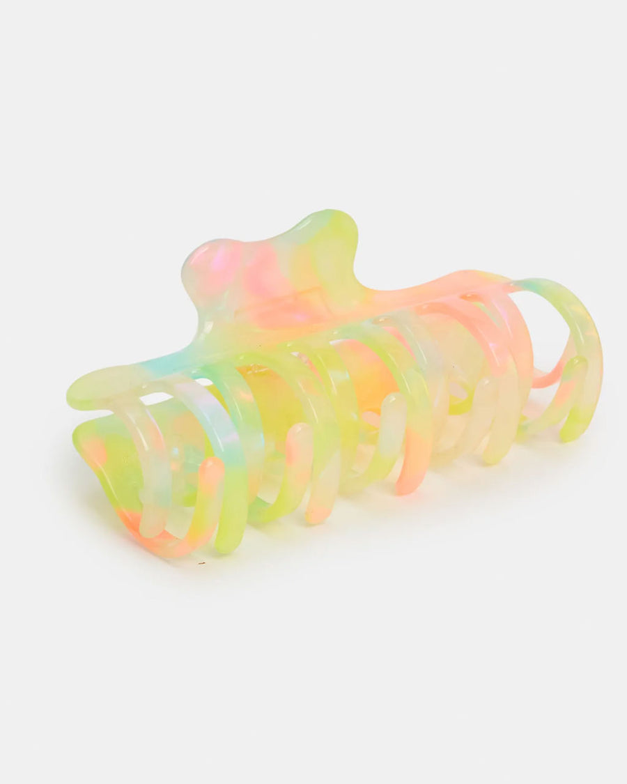 pastel rainbow large hair claw with double teeth