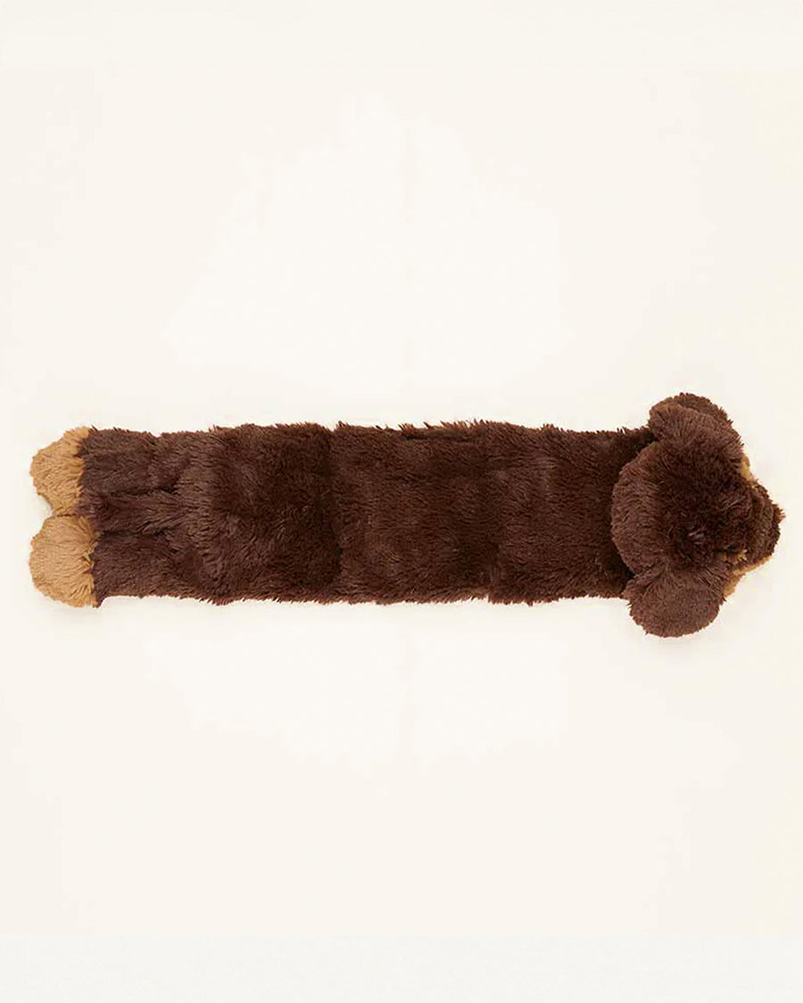 Fully stretched out dachshund shaped Warmies neck wrap