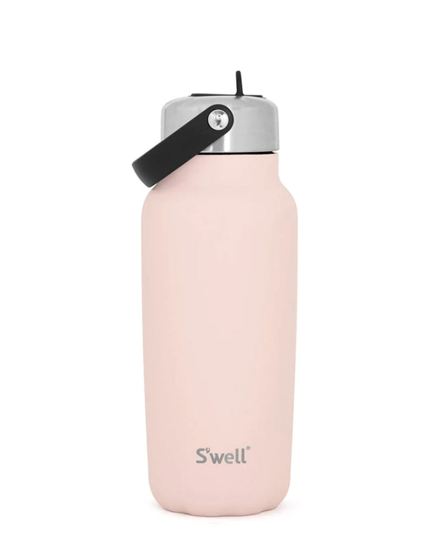 light pink stainless steel water bottle with flip sip lid