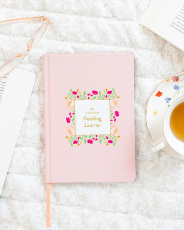 cultivated reading journal with pink cover with pink floral border