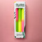 packaged set of 3 pink, lime green and yellow layered taper candles