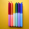 set of 6 colorful two toned taper candles