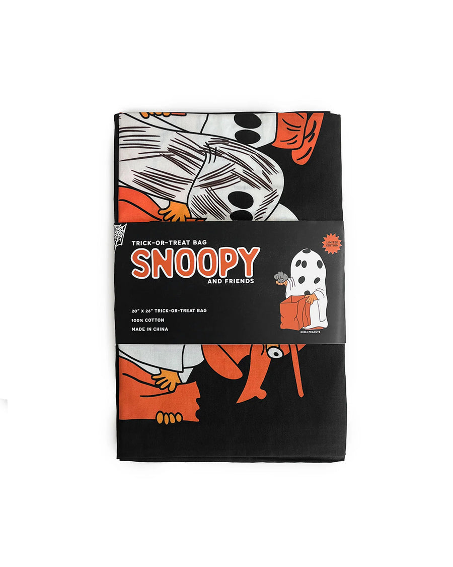 packaged reverse side of black pillowcase style trick or treat bag