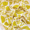 mustard yellow fruit print tea towel