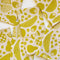 folded mustard yellow fruit print tea towel