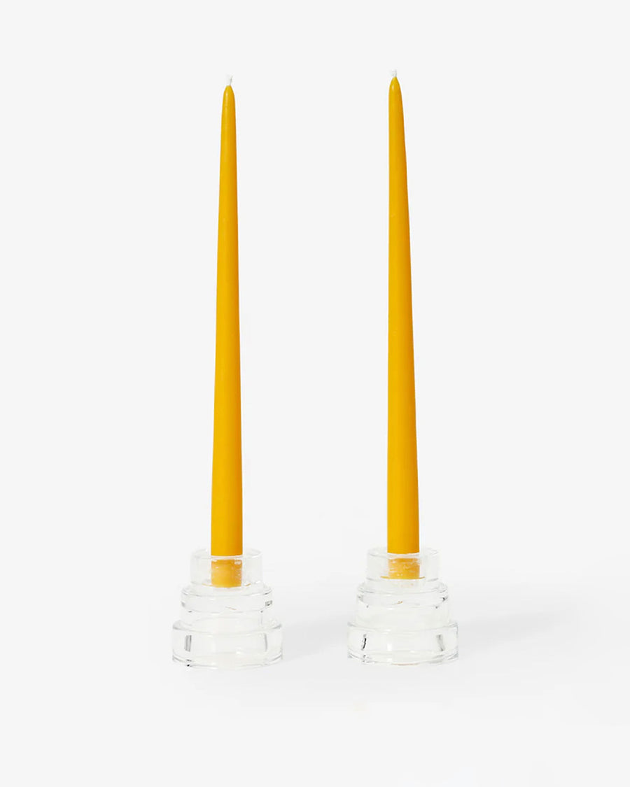 set of 2 taper candles in candle holders