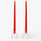 set of 2 coral taper candles in candle holders