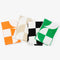 4 trippy checker napkins: orange, tan, black and green