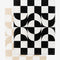 unfolded set of two trippy checkered hand towels: tan and white and black and white