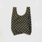 olive green and navy checkered baby baggu