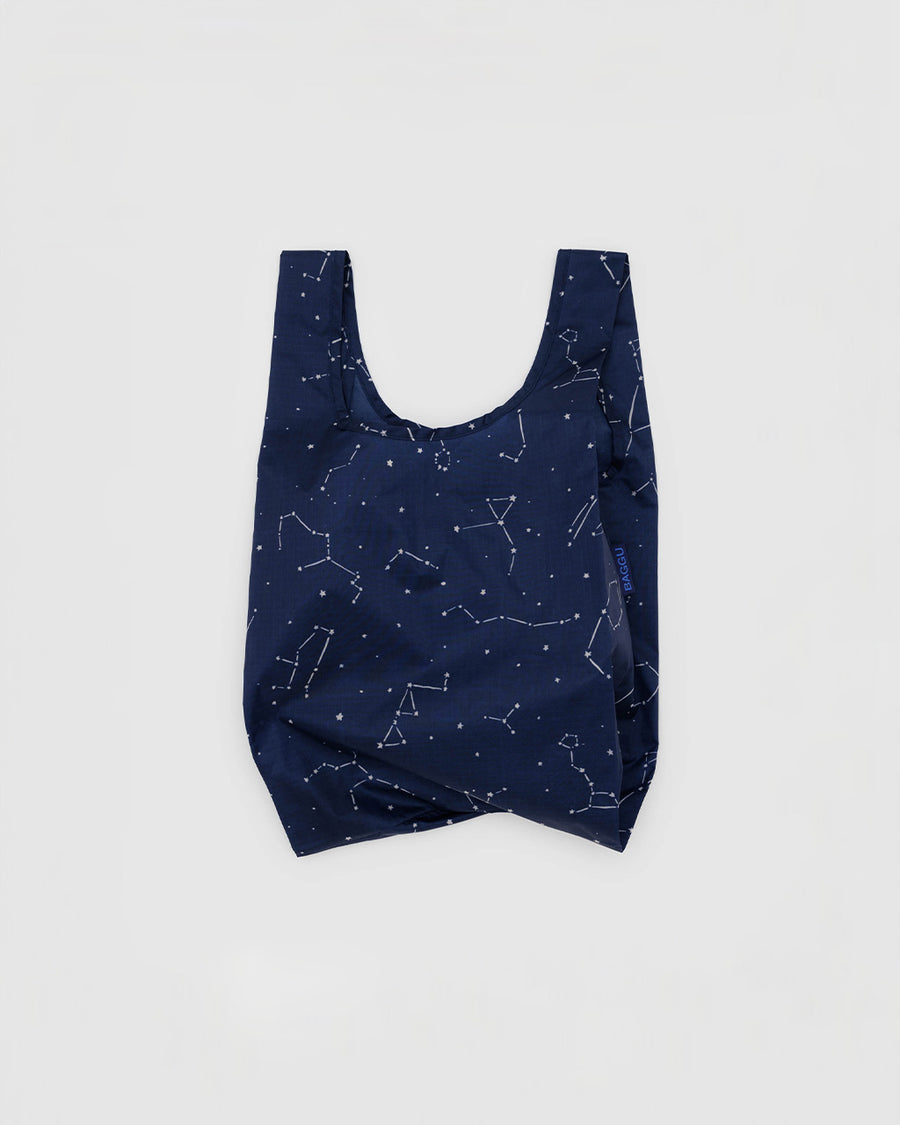 navy baby baggu with white constellation print