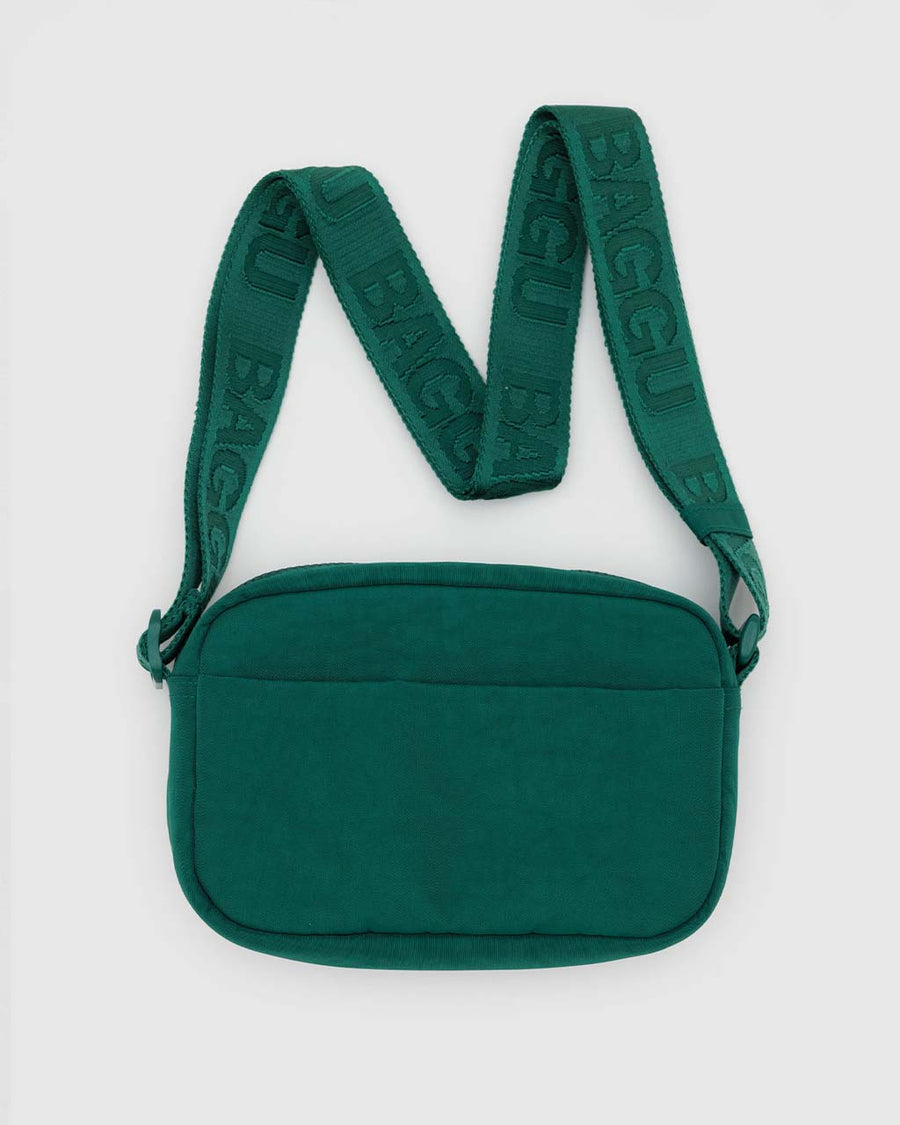 jewel tone green camera crossbody with matching green strap