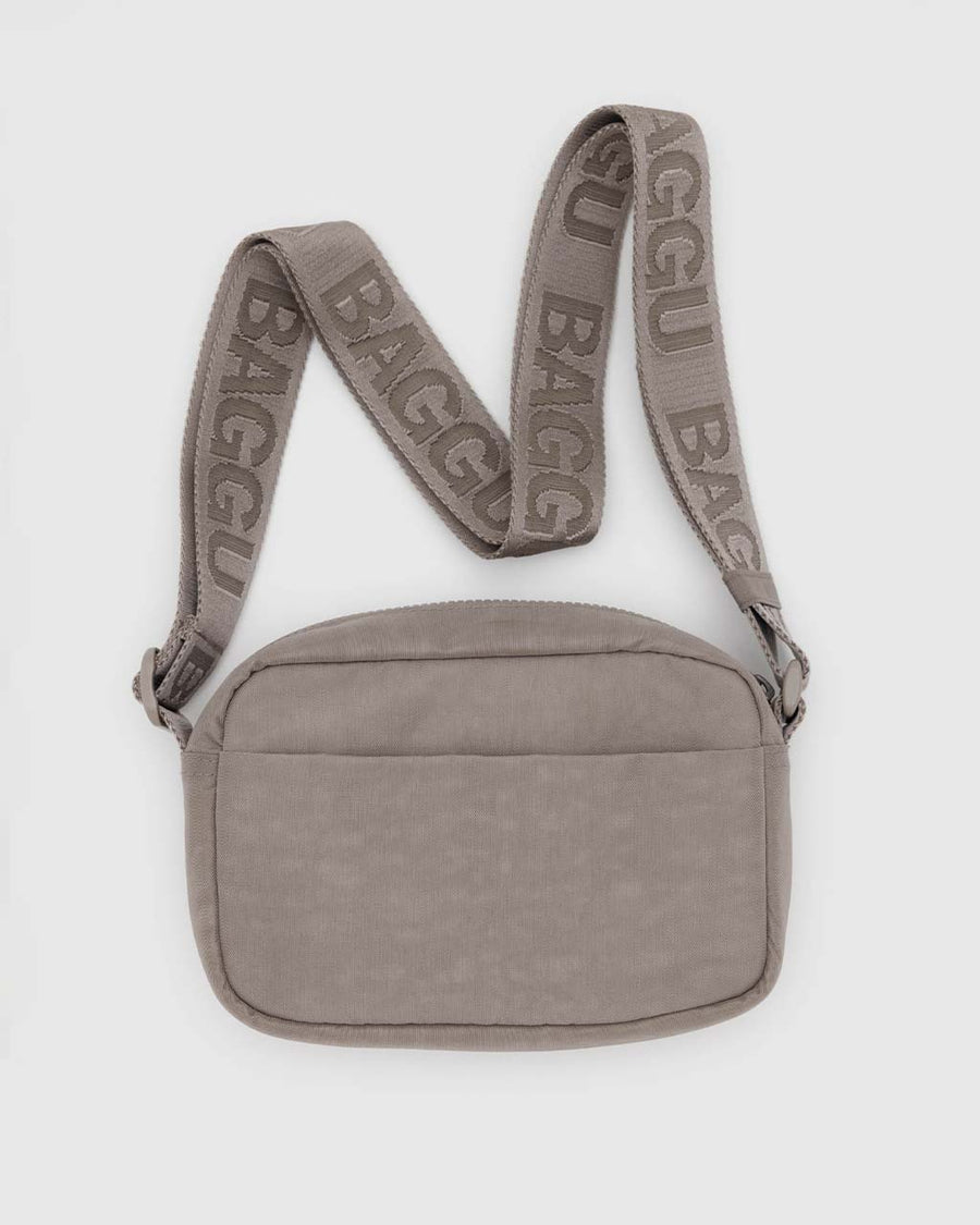 taupe grey camera crossbody