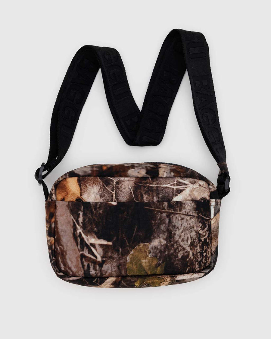 realistic branch and leaf print camera crossbody bag