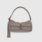 taupe cargo shoulder bag with two front patch pockets in the front