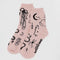 pink socks with black ballet icons print