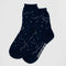 dark blue crew socks with white constellation print