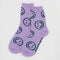 lavender crew socks with all over green smiley print