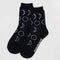 black crew socks with white moon phase print