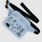 light blue fanny pack with black embroidered ballet icons