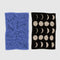 set of two reversible hand towels: periwinkle constellation and black moon phases