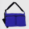 bright blue cargo crossbody with two large zipper pockets in the front