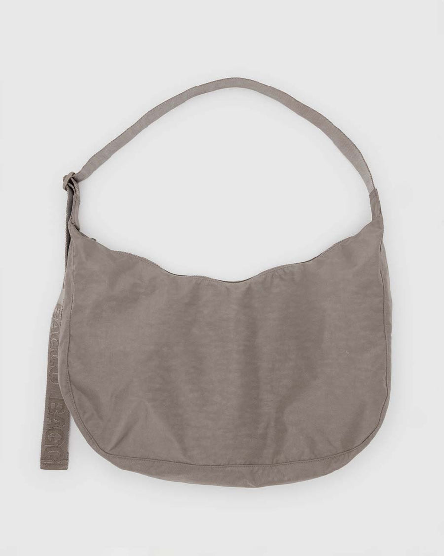 taupe nylon large crescent bag