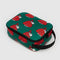 green lunch box with snoopy in a red puffer coat