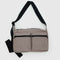 taupe medium nylon cargo crossbody with black trim and two large front pockets