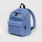 cornflower medium nylon backpack with large zipper compartment, front zipper pocket, and side drink holder