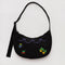 black and colorful cross stitch medium crescent bag