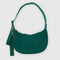 cypress green medium nylon crescent bag with tonal strap