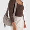 model carrying taupe medium nylon crescent bag with tonal strap