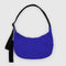 bright blue medium nylon crescent bag with black strap